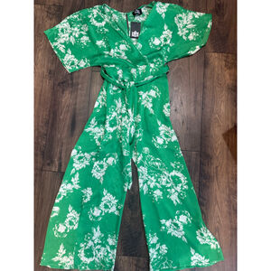 New Luxe Green Floral Print Jumpsuit